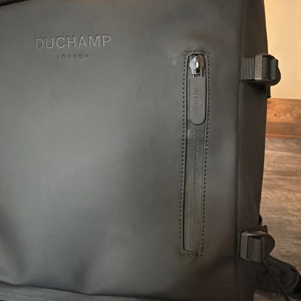 Duchamp London Black Laptop Backpack Rubberized Commuter Travel MSRP $205